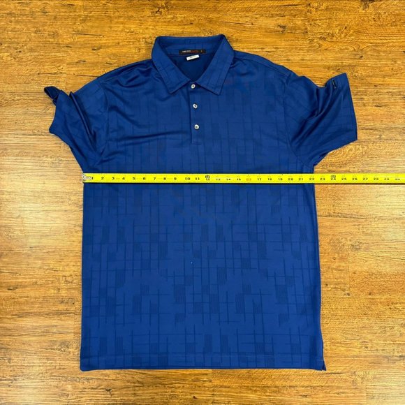 Nike Dri-Fit Blue Tiger Woods Geometric Stripe Performance Golf Polo Shirt Men L - Picture 9 of 9